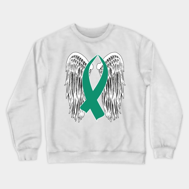 Winged Awareness Ribbon (Teal) Crewneck Sweatshirt by BlakCircleGirl